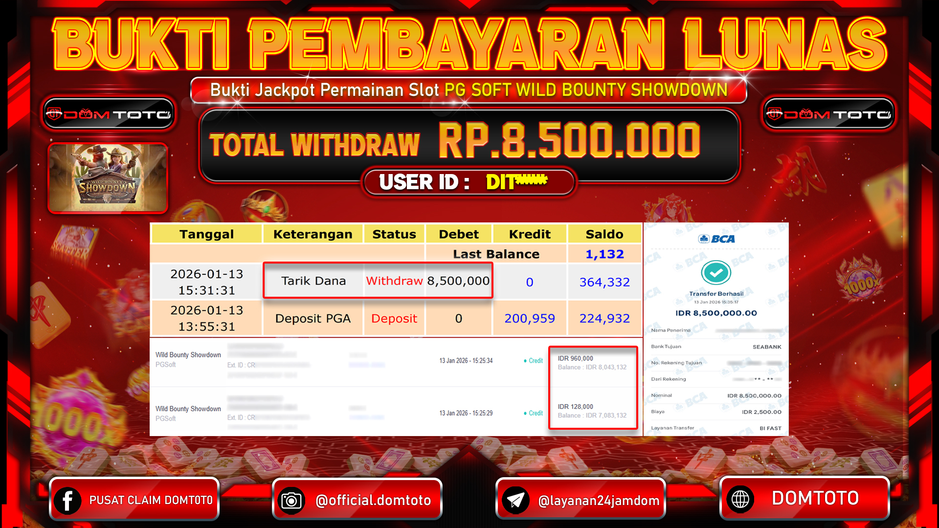 JACKPOT SLOT Wild Bounty Showdown PGSoft 13 JANUARI 2026